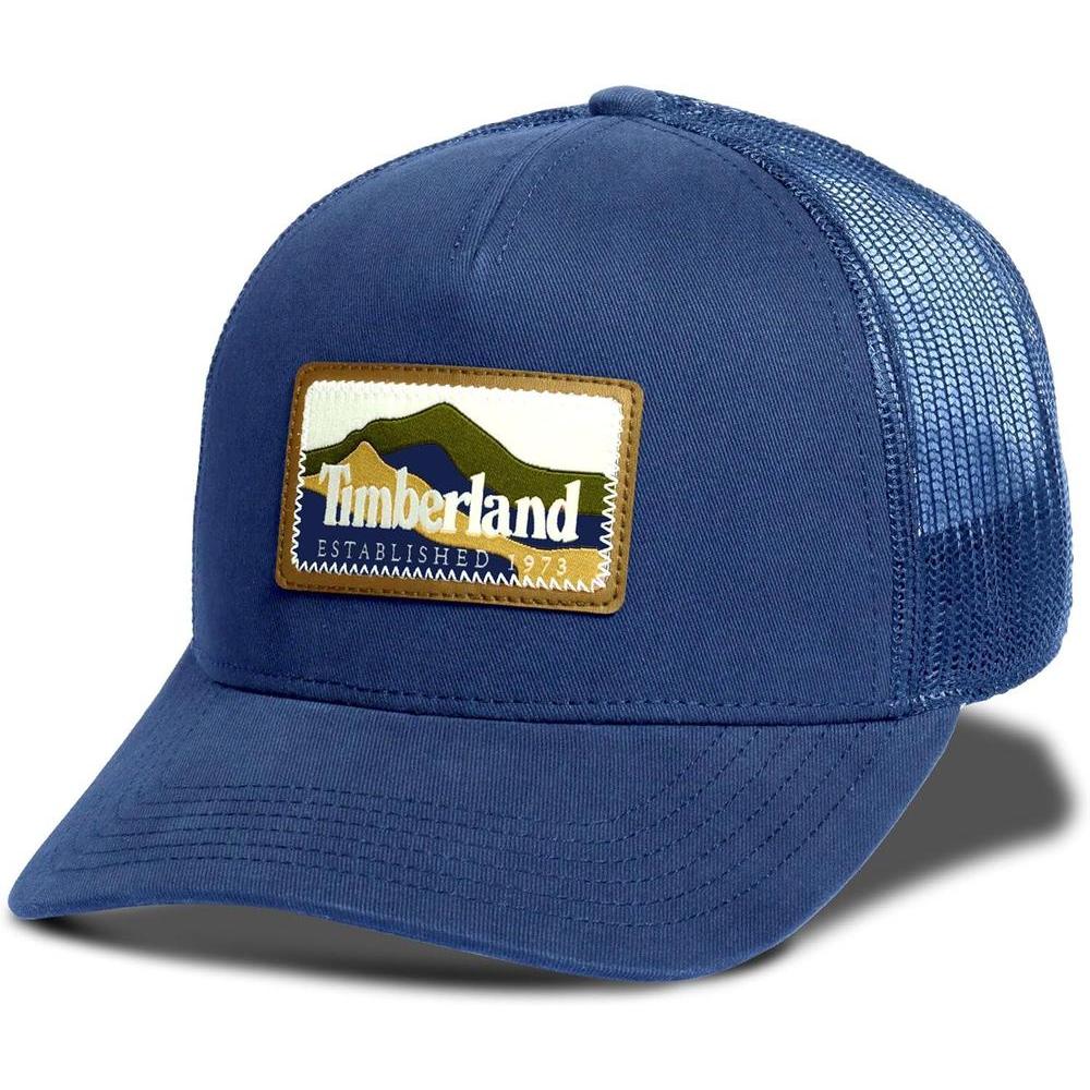 Timberland Men's Mountain Patch Trucker Hat, Adjustable Mesh Back, Curved Brim, One Size