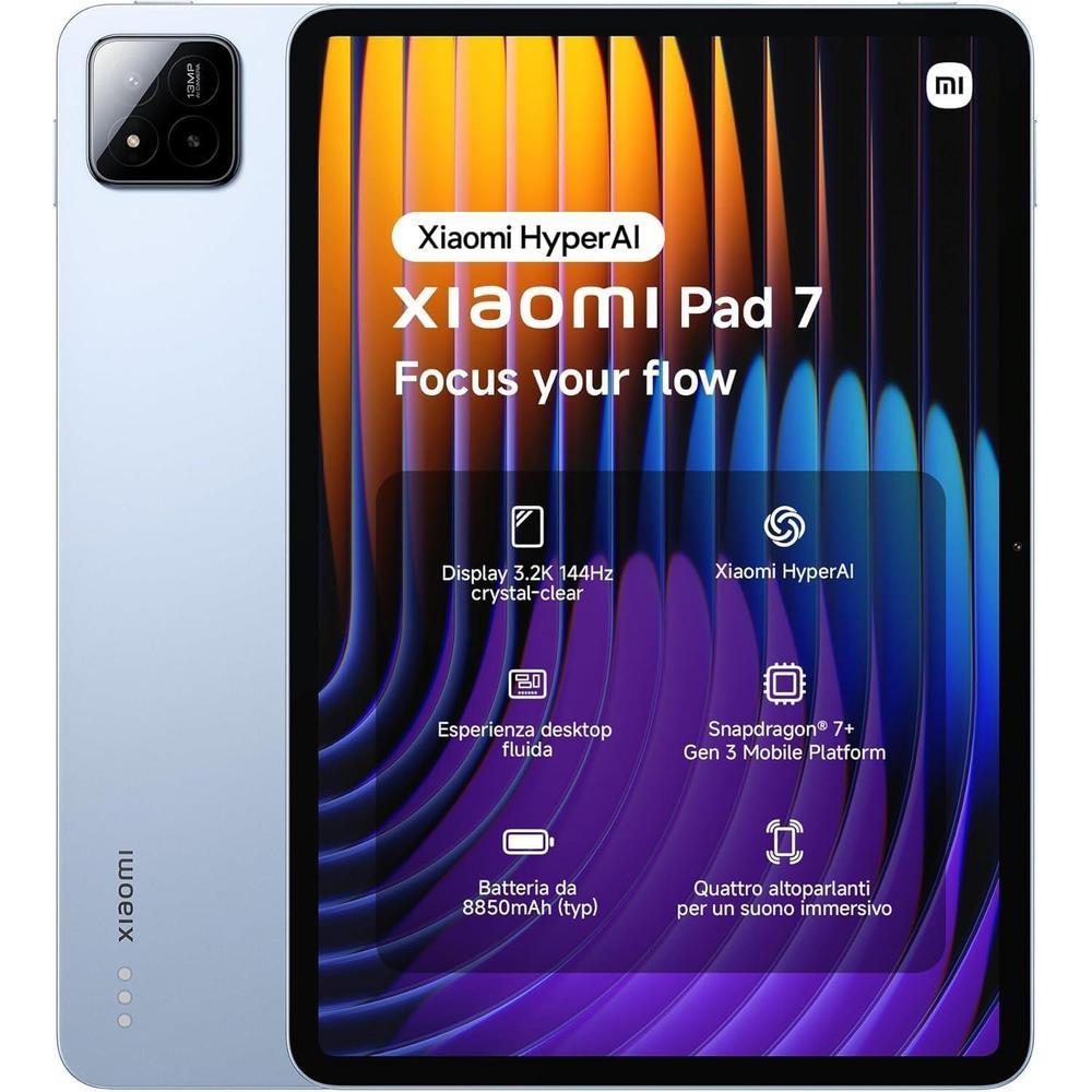 XIAOMI Pad 7 Ai WiFi Version Global (No Calls or Text) 11.2 inches 3.2K 144Hz 8850mAh Bluetooth 5.4 Four Speakers 13 Mp Model 2410CRP4CG (Blue, 256GB + 8GB)