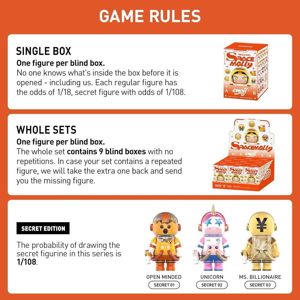 POP MART MEGA Space Molly 100% × Serie Emoji, figuras sorpresa de diseño aleatorio para colección y decoración