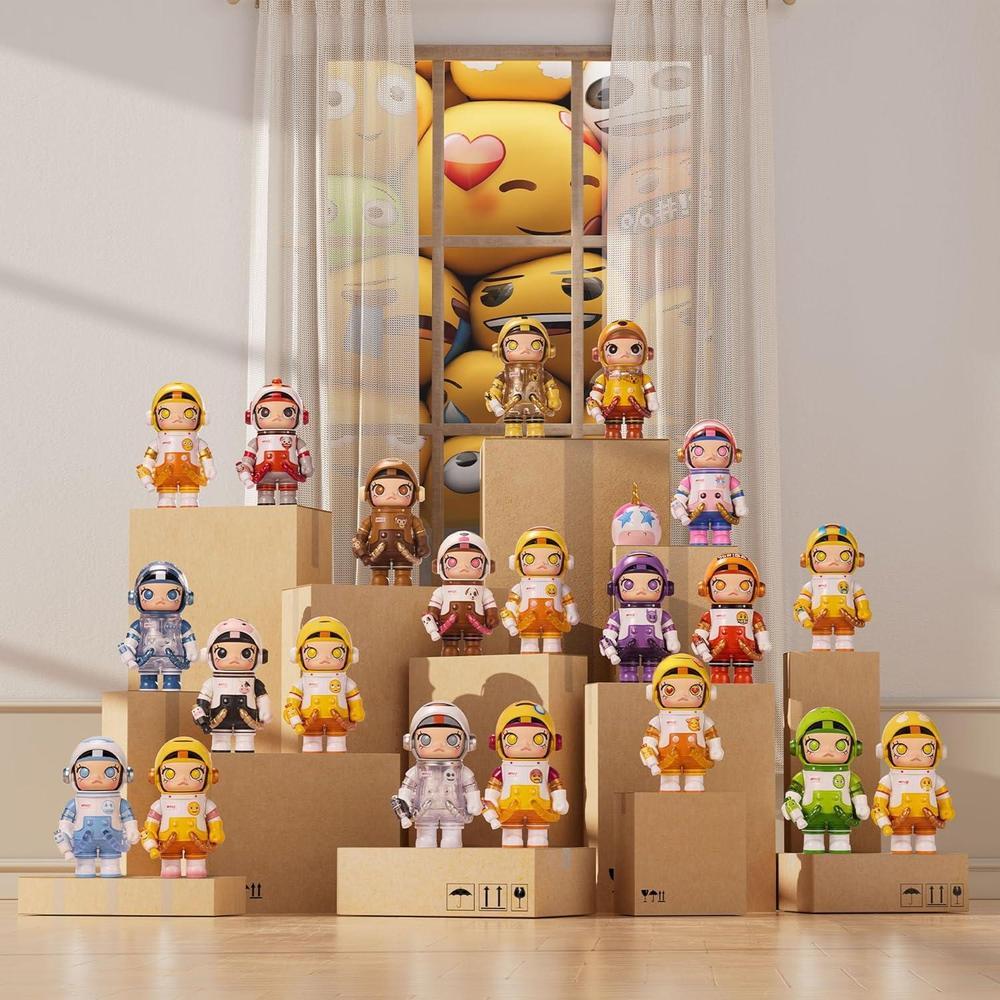 POP MART MEGA Space Molly 100% × Serie Emoji, figuras sorpresa de diseño aleatorio para colección y decoración