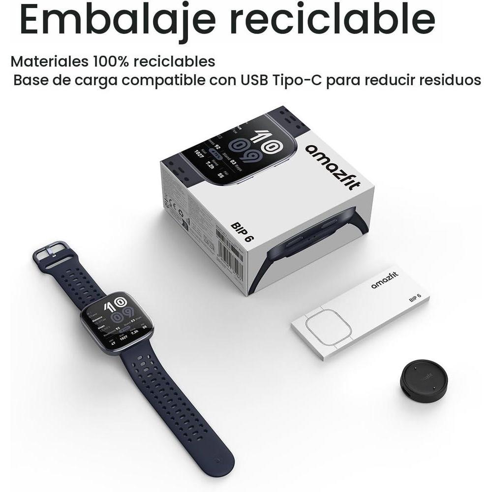 Amazfit Bip 6 Smartwatch 46mm, AMOLED, GPS, Salud 24/7, Bluetooth