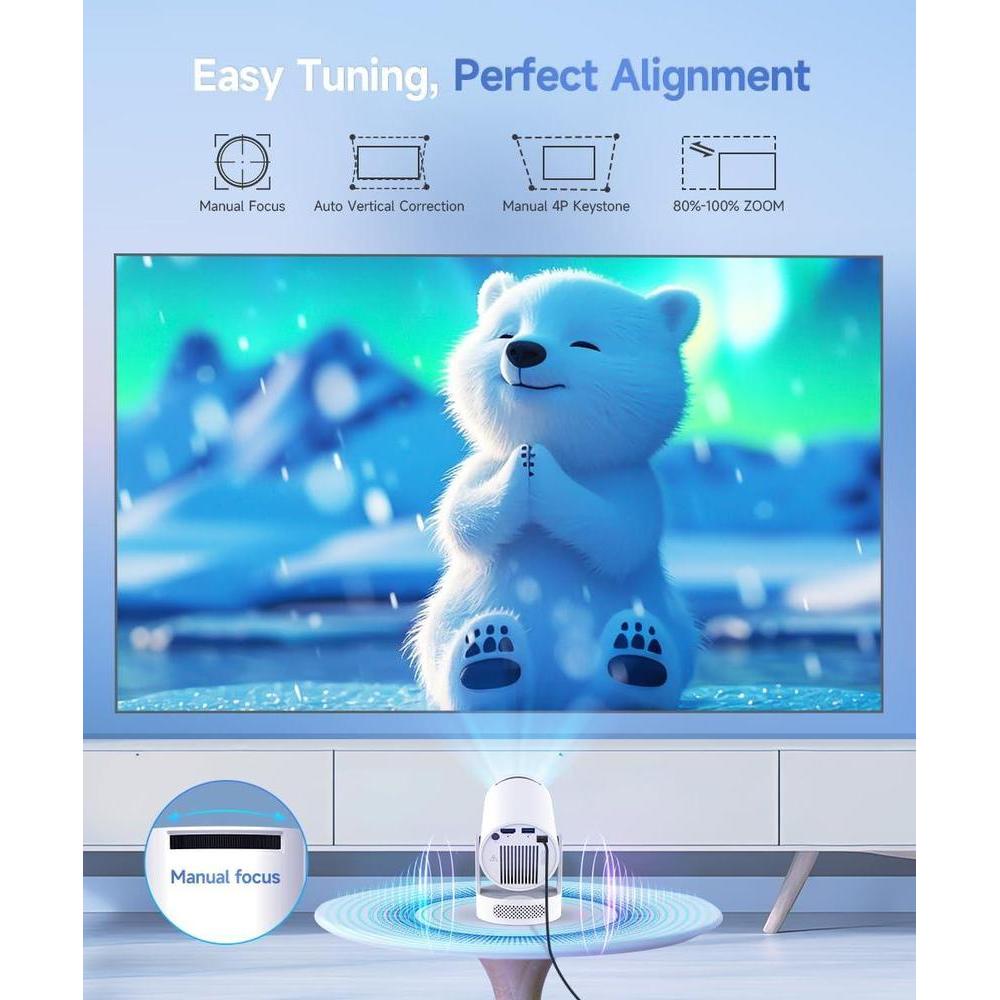 Proyector Mini Magcubic con WiFi 6, Bluetooth 5.4, soporte 4K, altavoz 5W, Keystone vertical automático y rotación 180°