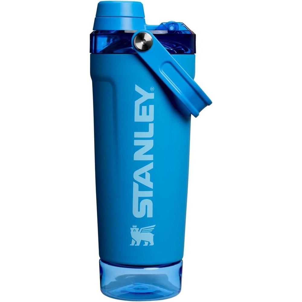 STANLEY Activate Shaker Bottle 20 oz | Leakproof Insulated Stainless Steel Shaker Cup | Base Storage and Twist On Fast Flow Lid | Protein Shakes and Pre Workout Powder | BPA-Free | Azure