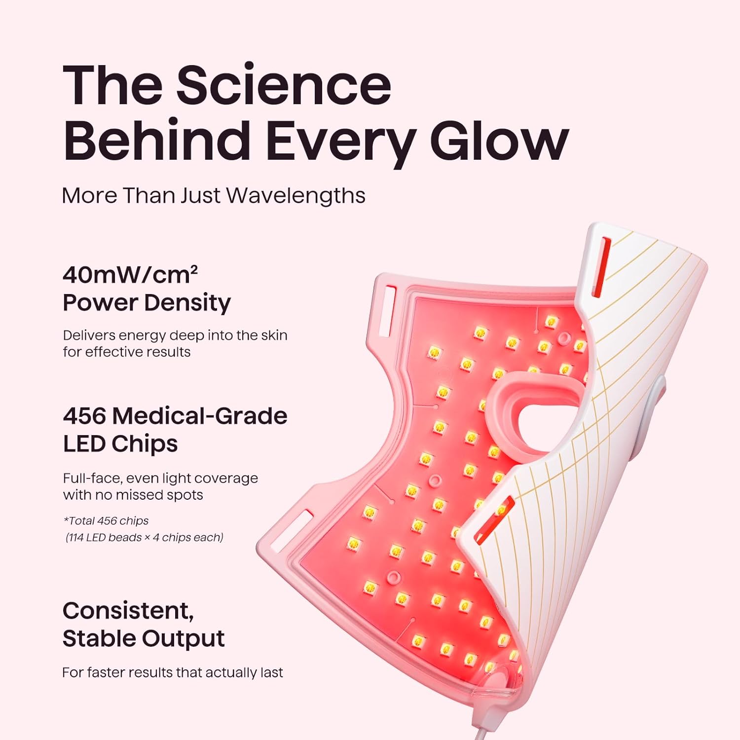Wavytalk Glow Time - Mascara LED Facial, Terapia de Luz Roja, Azul y Ambar para Anti-Acne y Rejuvenecimiento