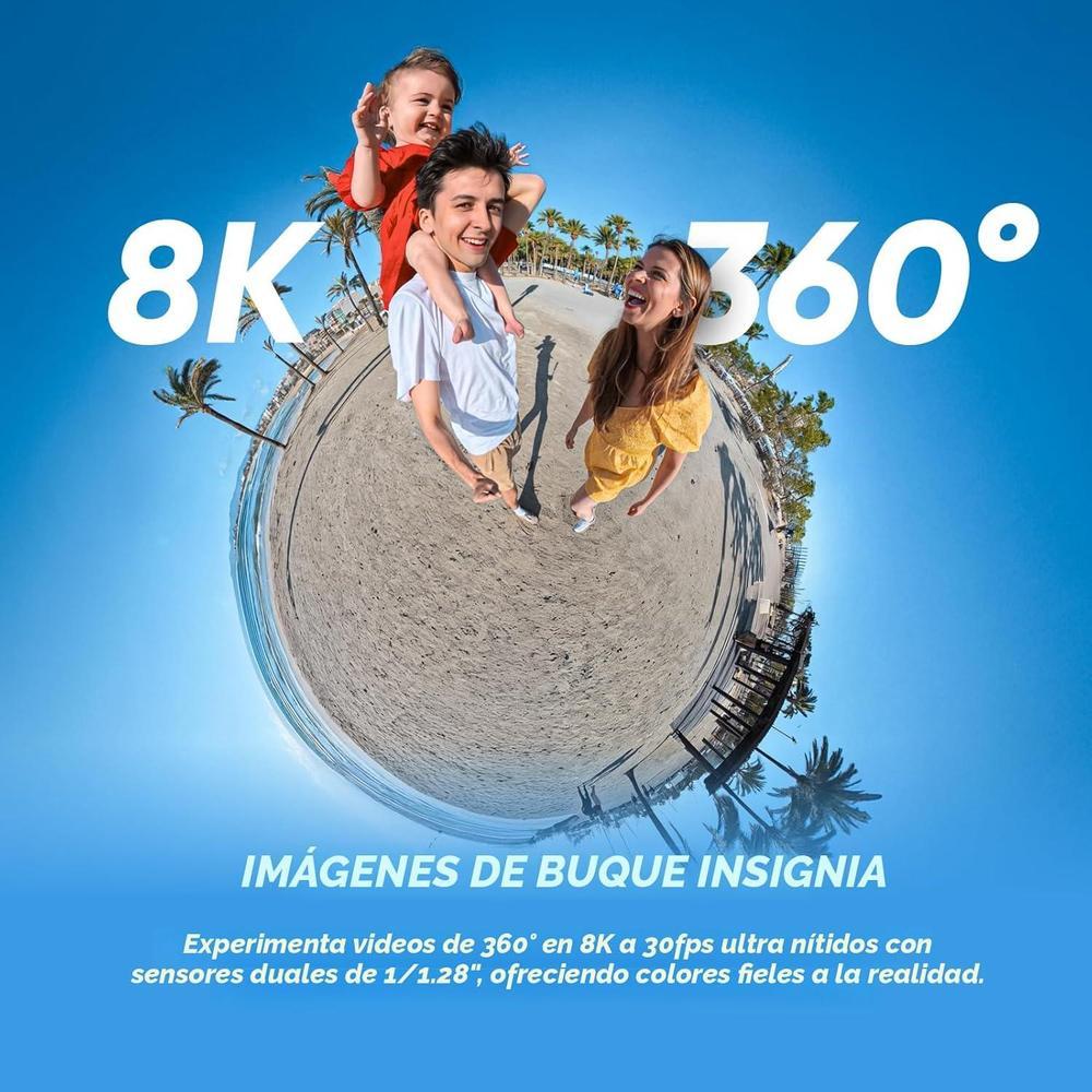 Cámara de acción Insta360 X5 8K sumergible con efecto selfie invisible, estabilización y lentes reemplazables