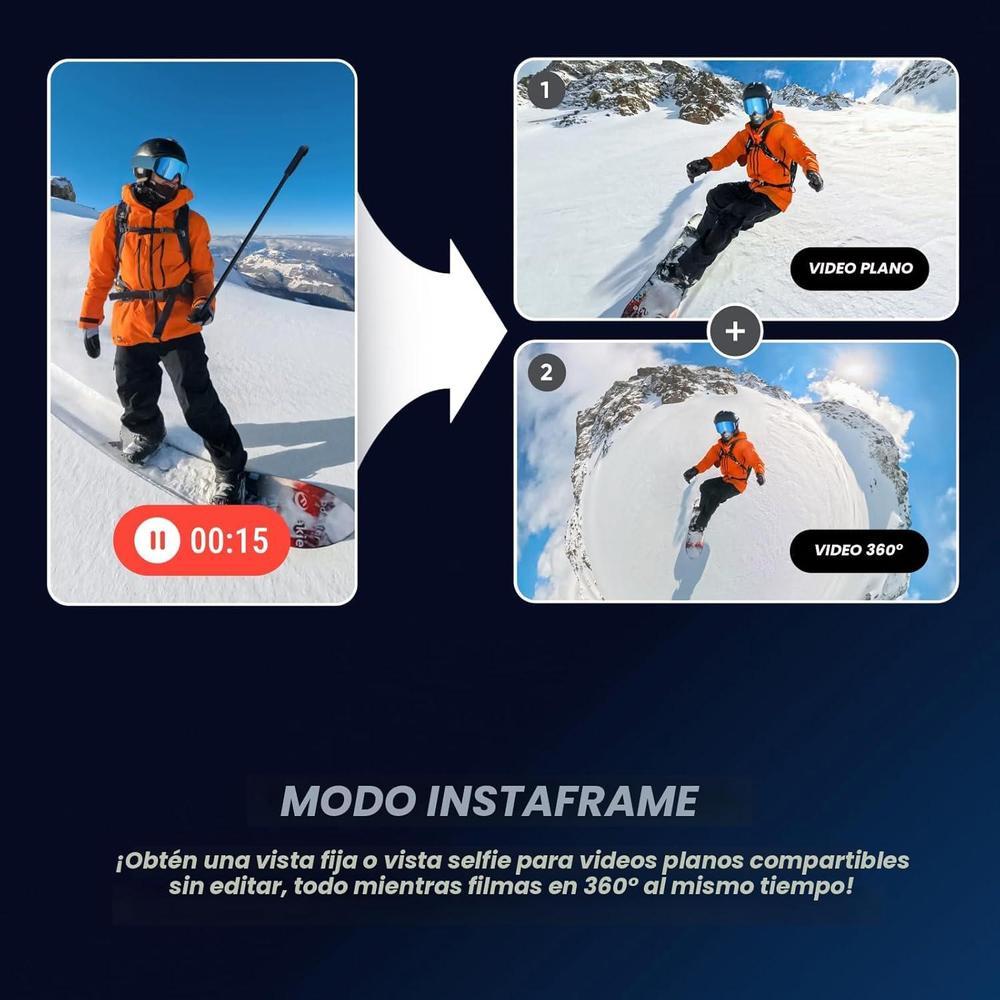 Cámara de acción Insta360 X5 8K sumergible con efecto selfie invisible, estabilización y lentes reemplazables