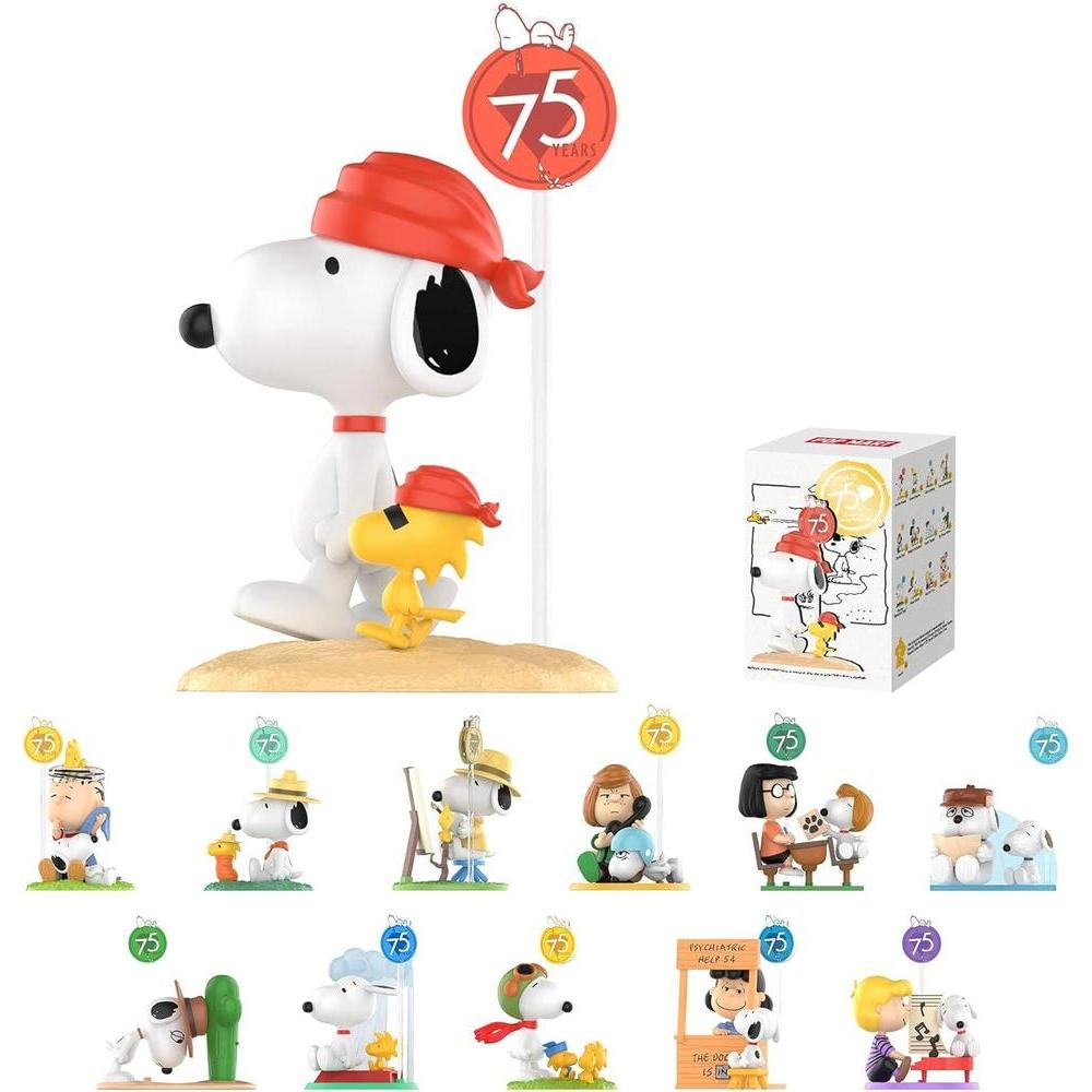 POP MART Peanuts 75th Anniversary | Snoopy Comic Life Series Blind Box Figures, Random Design Action Figures Collectible Toys Home Decorations, Holiday Birthday Gifts for Girls and Boys, Single Box