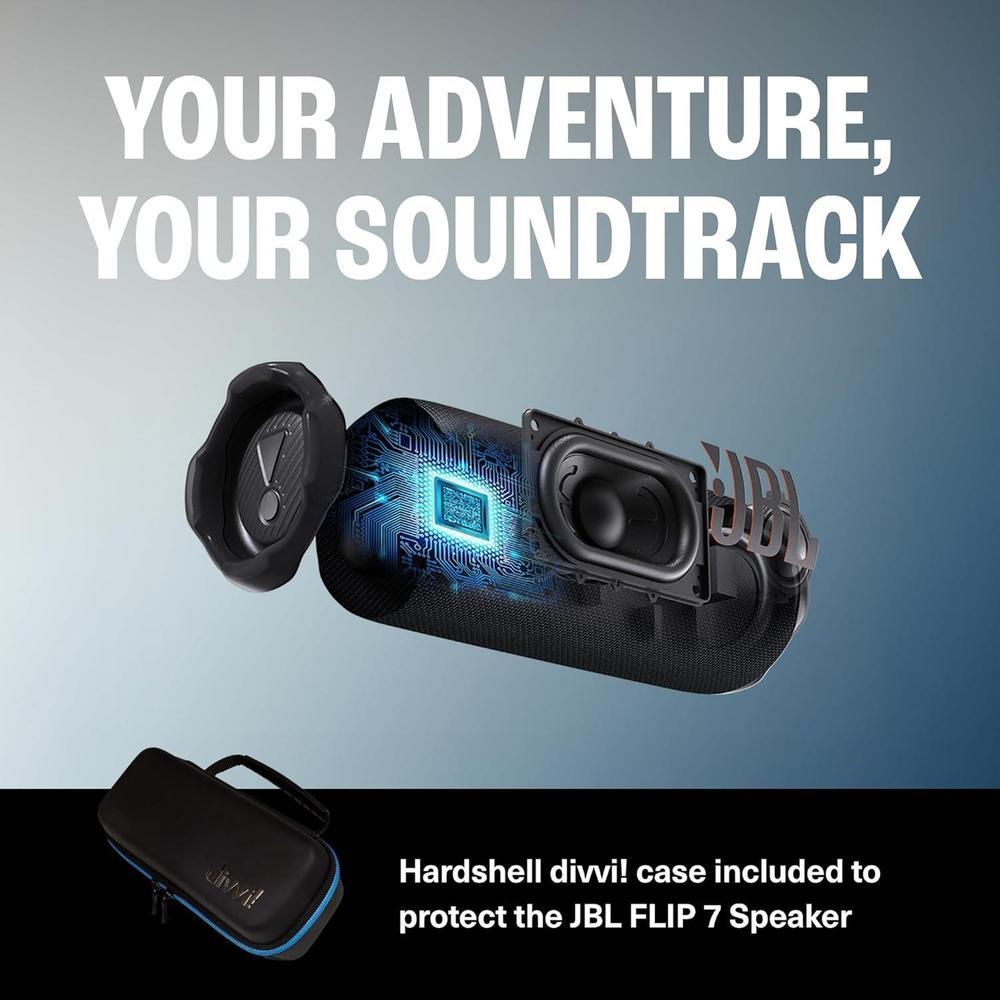 JBL Flip 7 Rosa con Funda Protectora Divvi, Bocina Bluetooth Portátil, Impermeable, A Prueba de Polvo y Caídas, 16 Horas de Reproducción