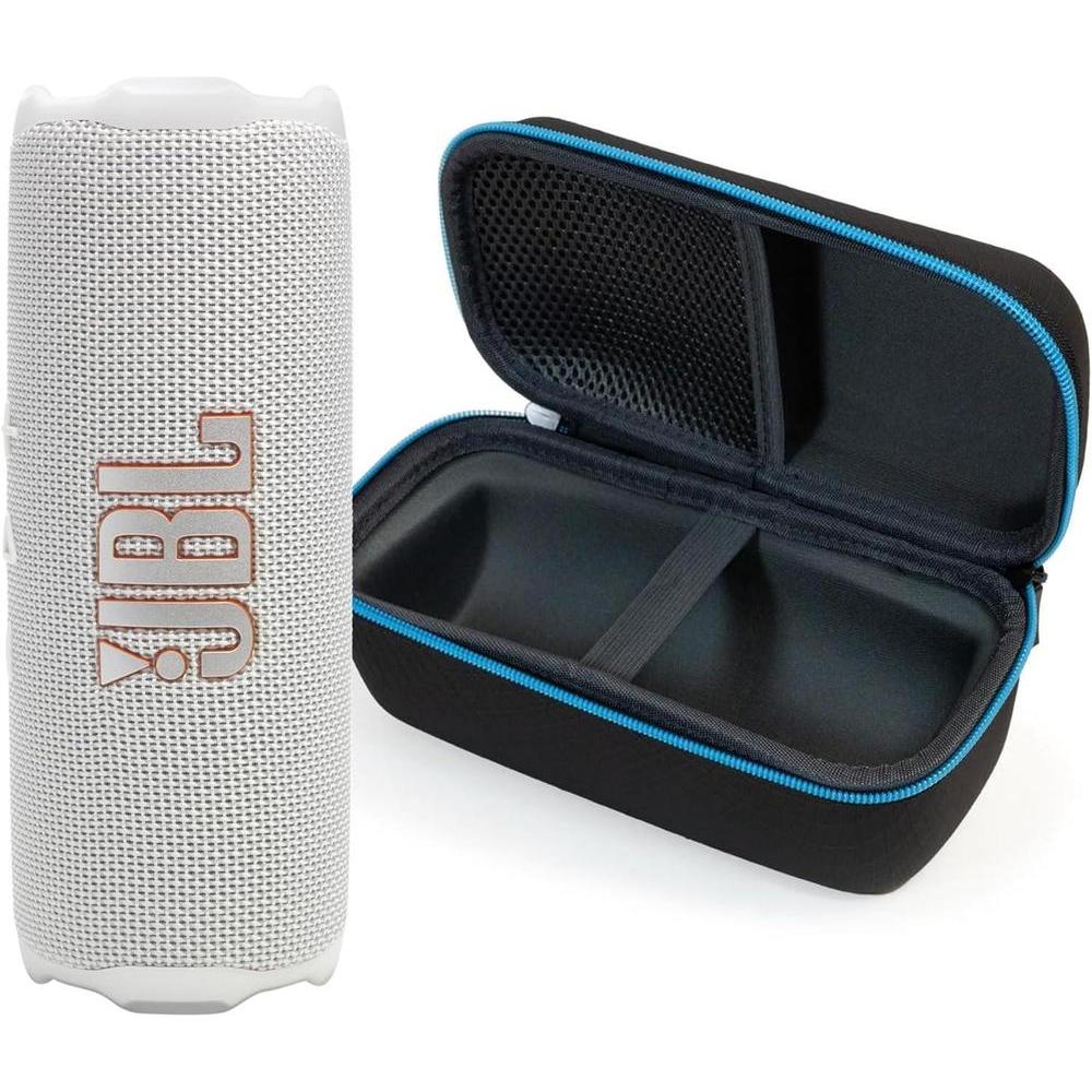 JBL Flip 7 (White) + Bundle with divvi! Protective Hardshell Case (Black)