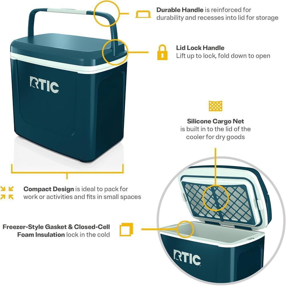 RTIC Hielera personal de viaje de 8 cuartos, compacta, aislada y portátil para bebidas y alimentos