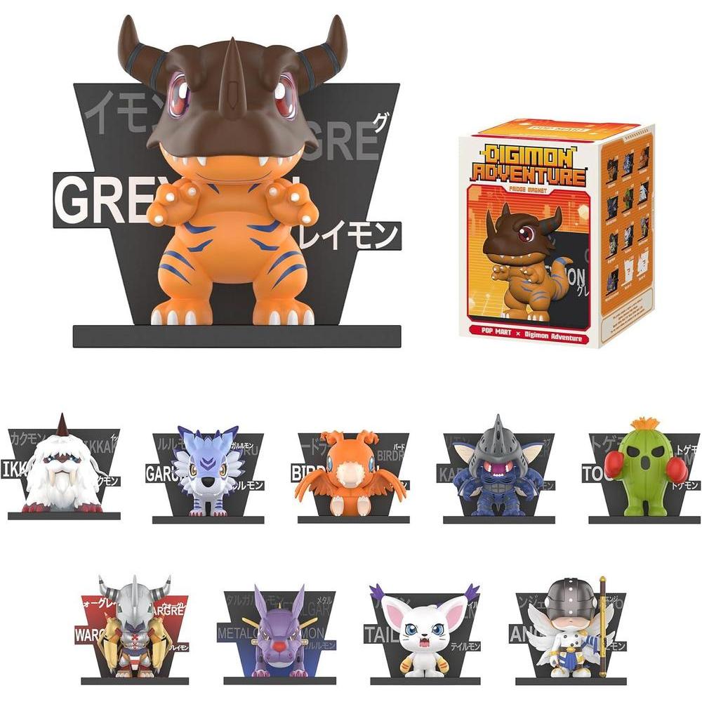 POP MART Digimon Adventure Fridge Magnet Series Blind Box Figures, Random Design Action Figures Collectible Toys Home Decorations, Holiday Birthday Gifts for Girls and Boys, Single Box