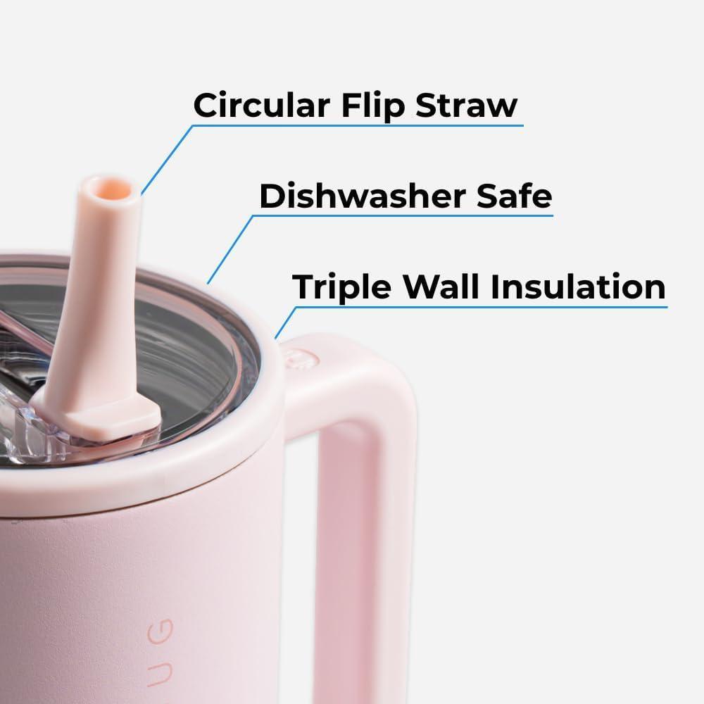 HydroJug Botella de agua infantil aislada, resistente con popote, asa y diseño a prueba de fugas, ideal para toda ocasión