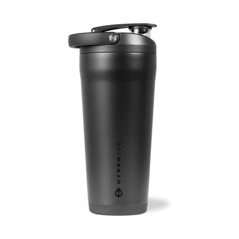 HydroJug 24 oz New Stainless Steel Shaker – Insulated, Leakproof, BPA-Free with Silent Mixing Grate – No Clumps, No Noise – Premium Shaker for Fitness, Sports & Everyday Use, Black
