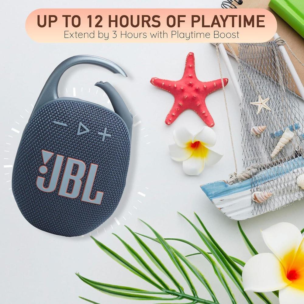 JBL Altavoz Bluetooth portátil Clip 5 impermeable a prueba de polvo batería larga duración color blanco