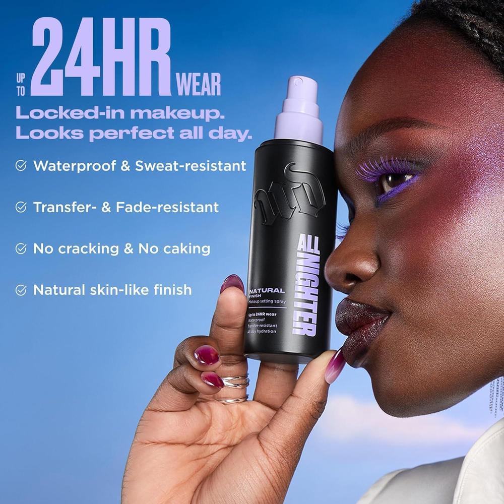 Urban Decay All Nighter Spray Fijador de Maquillaje Impermeable, Acabado Natural, Hasta 24 horas de uso