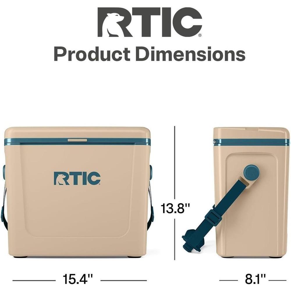 RTIC Enfriador de viaje, aislado duro portátil con correa y asa, perfecto para exteriores, playa, picnic y camping