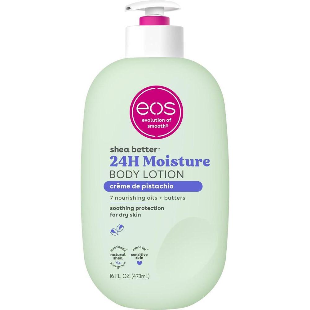 eos Loción corporal Shea Better - Crema de pistacho, cuidado de la piel con humedad las 24 horas, ligera y no grasosa, hecha con karité natural, vegano, 16 onzas líquidas