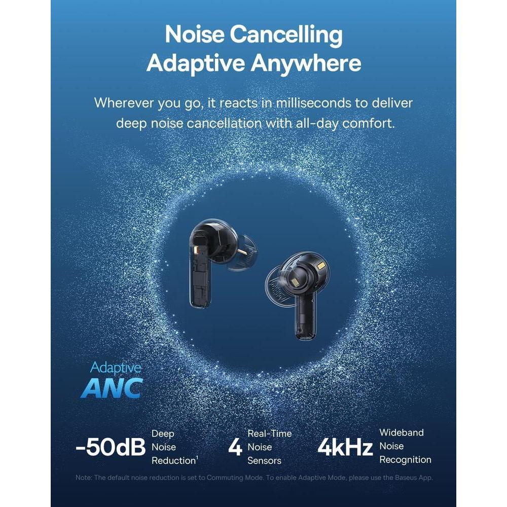 Auriculares Inalámbricos Baseus Bass BP1 Pro Azules Con Cancelación De Ruido Adaptativa Y Bluetooth 6.0