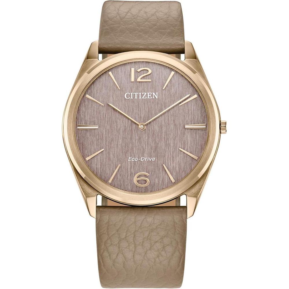 Citizen Unisex Eco-Drive Dress Classic Eco Watch, Beige Leather Strap, Pink Dial, 2 Hand (Model: AR3123-00X)