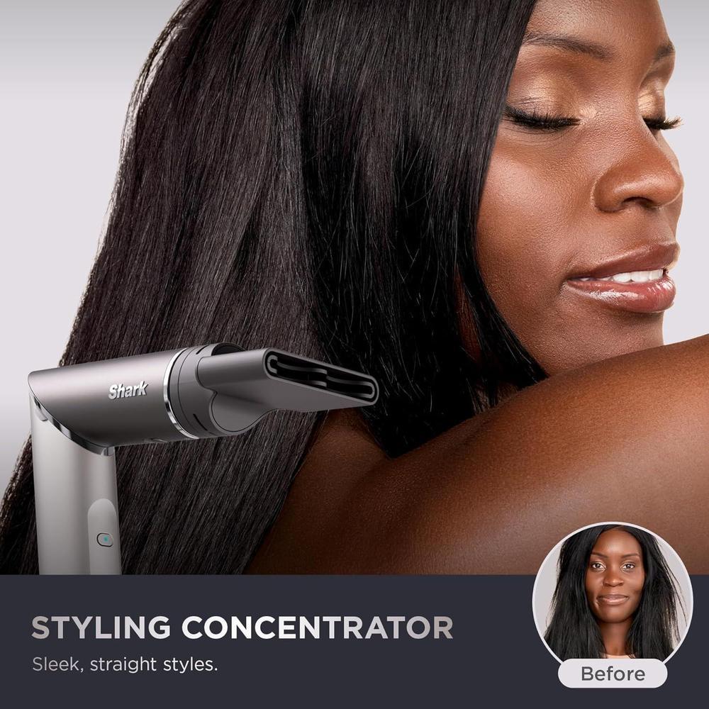Shark FlexFusion - Plancha y secador de pelo con cepillo de cerámica, rizadores automáticos, concentrador y anti-frizz