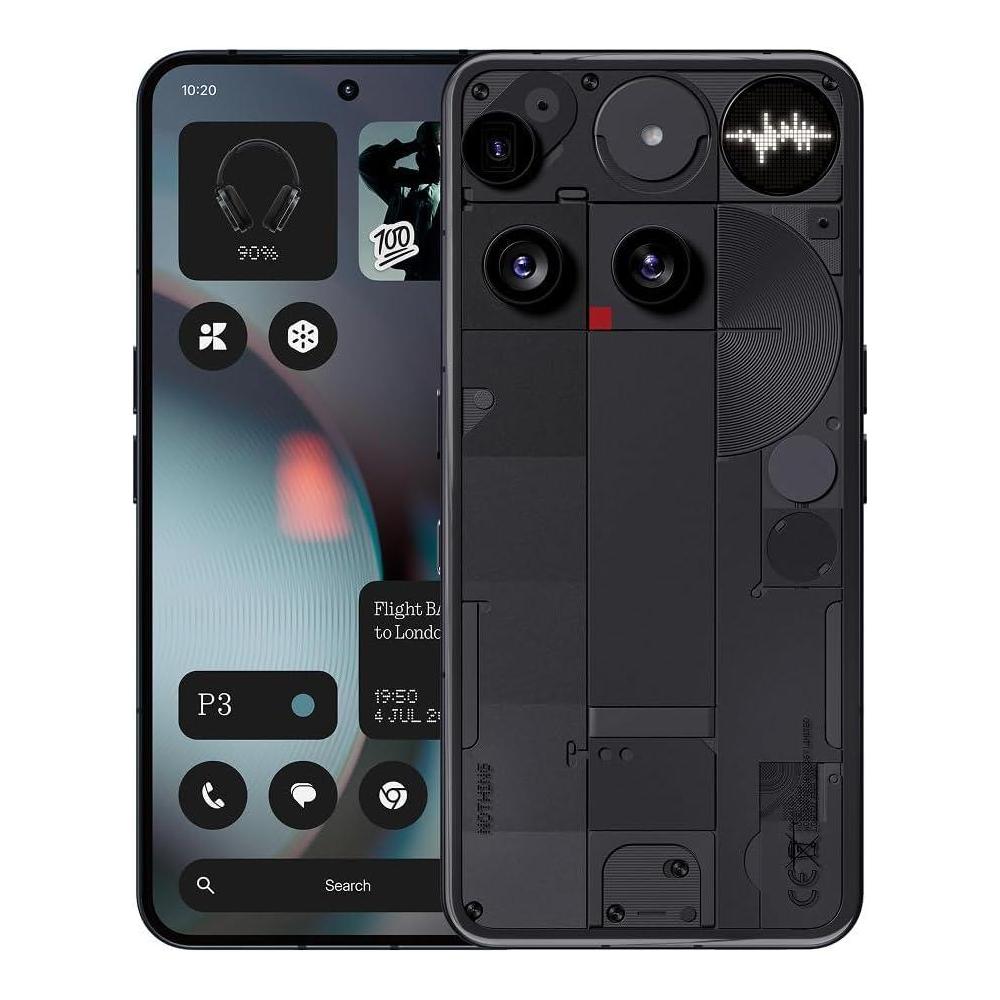Nothing Phone (3) Cell Phone, 2025 New 5G Unlocked Phones 512GB, Android 15, Snapdragon 8s Gen4, AI Mobile Phones with Four 50MP Cameras & AMOLED Display, 5150mAh, Glyph Interface, Smartphone Black
