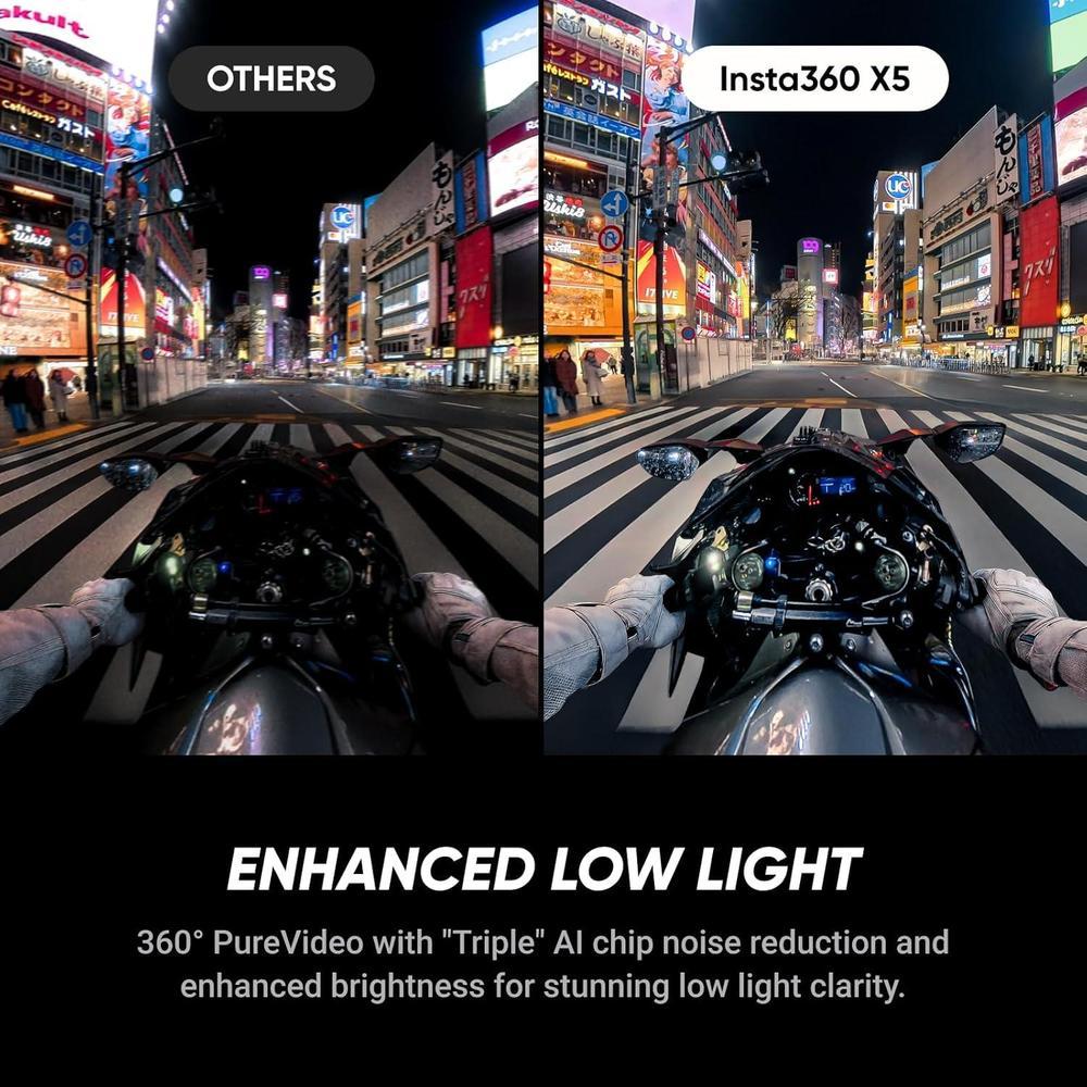 Insta360 X5 Starter Bundle - Cámara de Acción 8K 360° Impermeable, Selfie Stick Invisible, Lentes Reemplazables, Batería Extensa