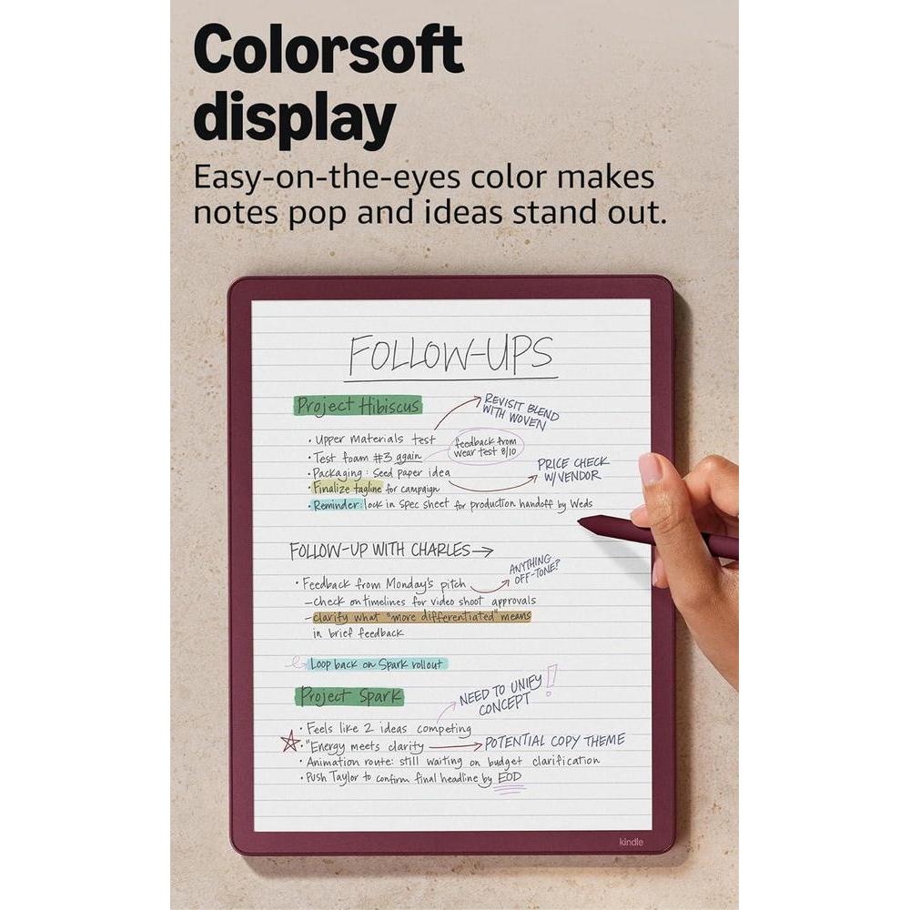 Amazon Kindle Scribe Colorsoft 64GB, modelo más reciente con pantalla a color similar a papel y luz frontal. Incluye lápiz Premium