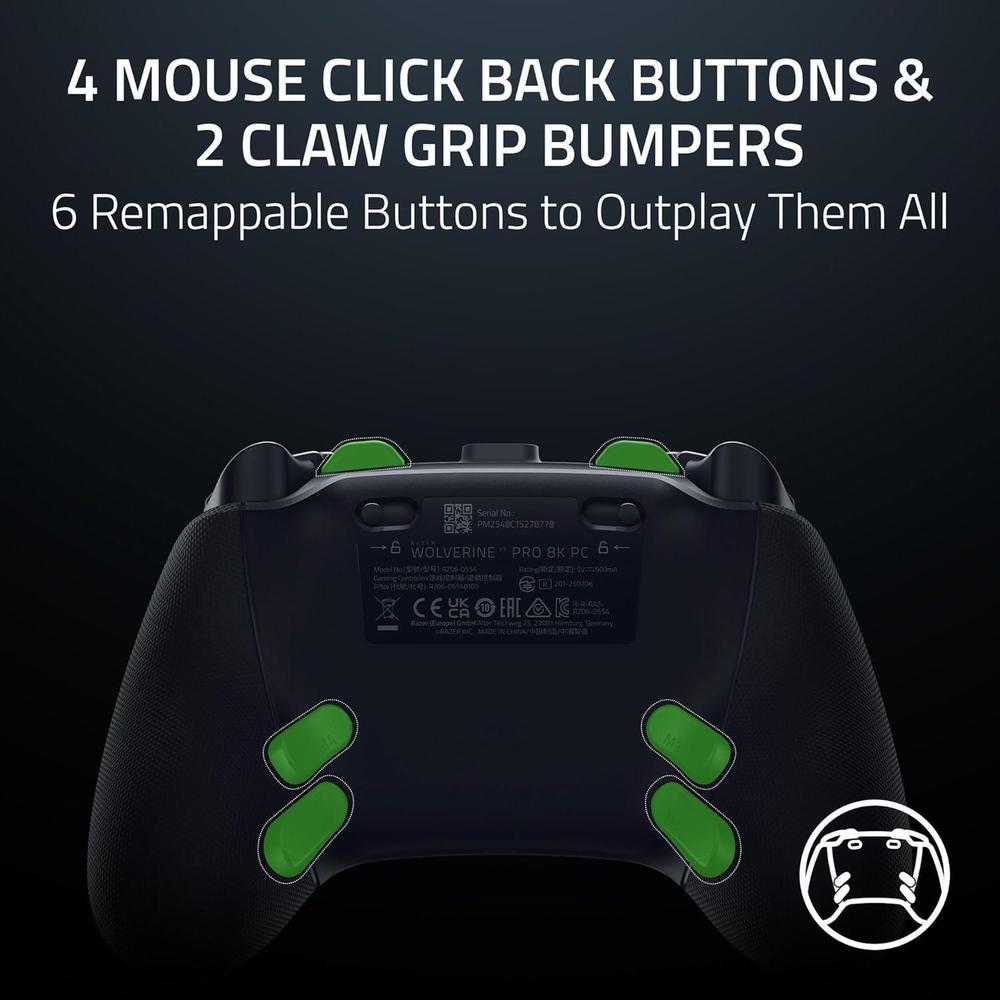 Razer Wolverine V3 Pro Controlador inalámbrico para juegos con frecuencia de sondeo de 8000 Hz, diseño ergonómico y botones programables