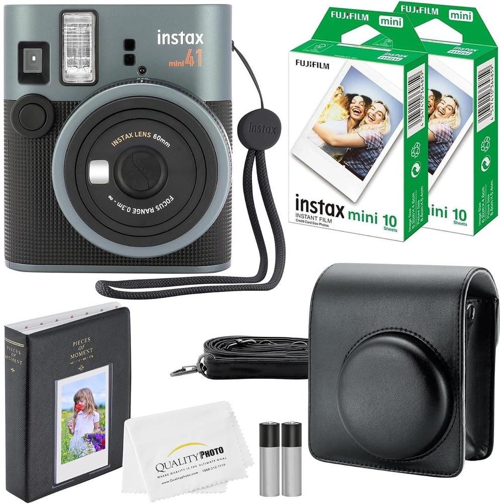 Fujifilm Instax Mini 41 Instant Camera + 20 Prints + Camera Case + Album and Quality Photo Microfiber Cloth