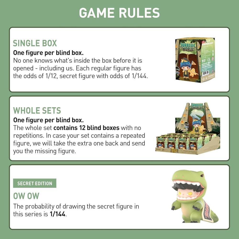 POP MART DIMOO Jurassic World Series, figuras de acción coleccionables en caja ciega de diseño aleatorio
