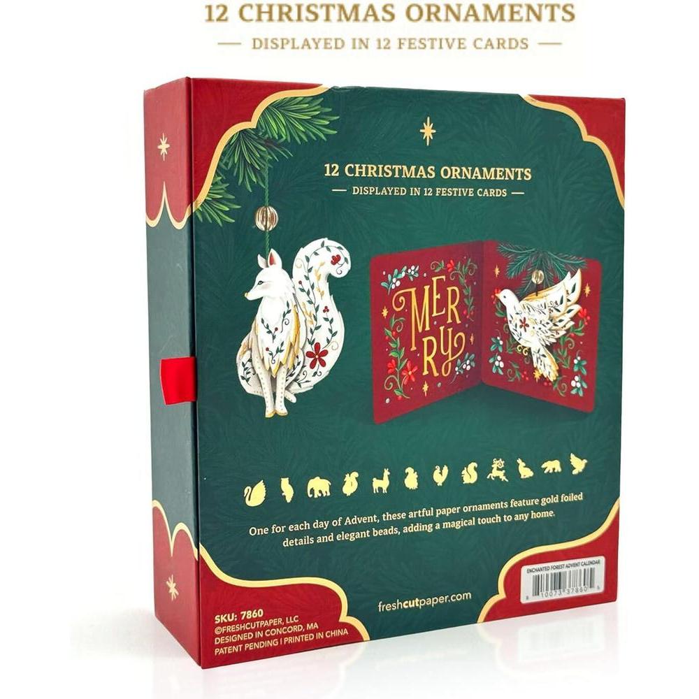 Calendario de Adviento 2025 Freshcut Paper con adornos de Navidad 3D del bosque encantado, ideal para decoración y regalos