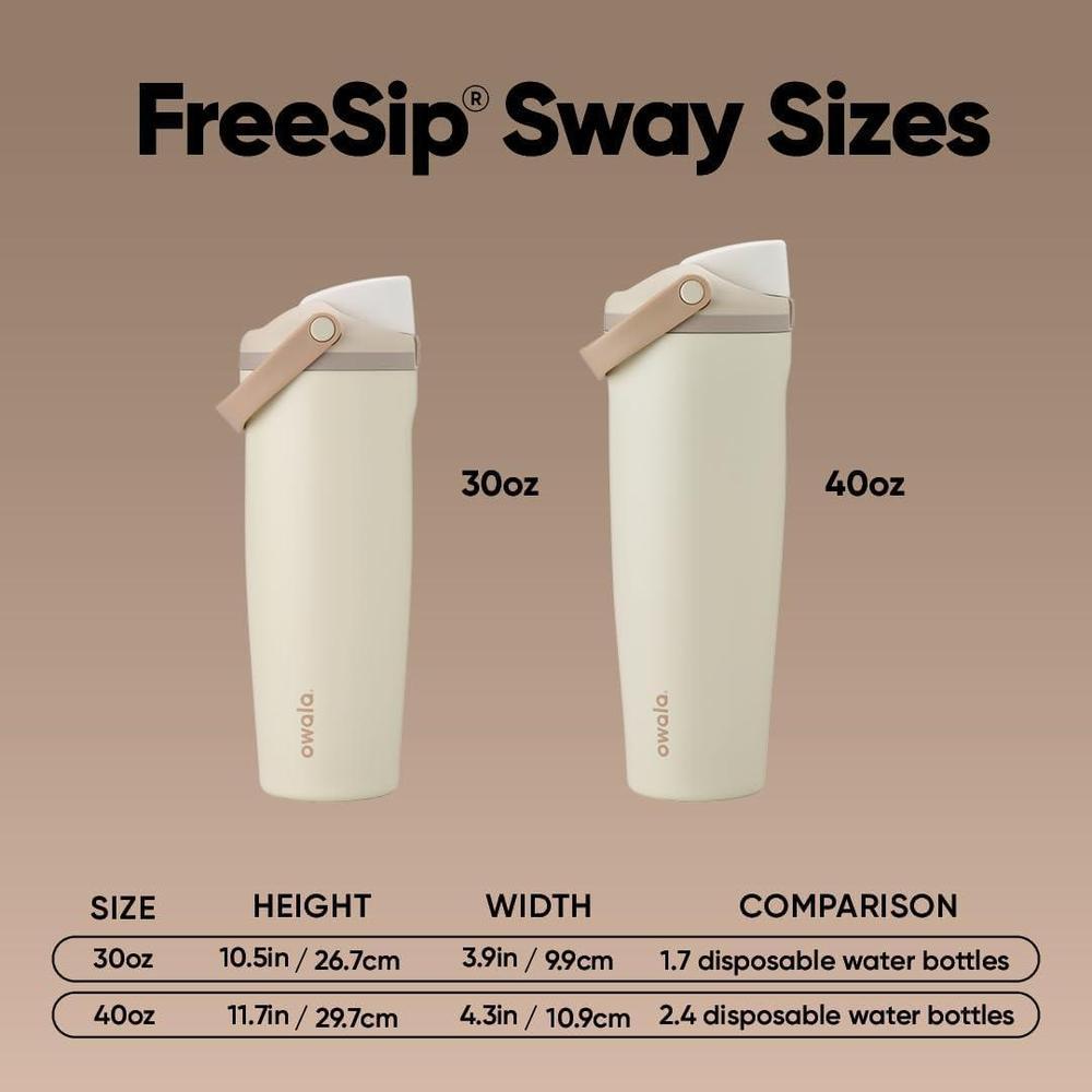 Botella de agua de acero inoxidable Owala FreeSip Sway con boquilla 2 en 1, a prueba de fugas y aislamiento prolongado