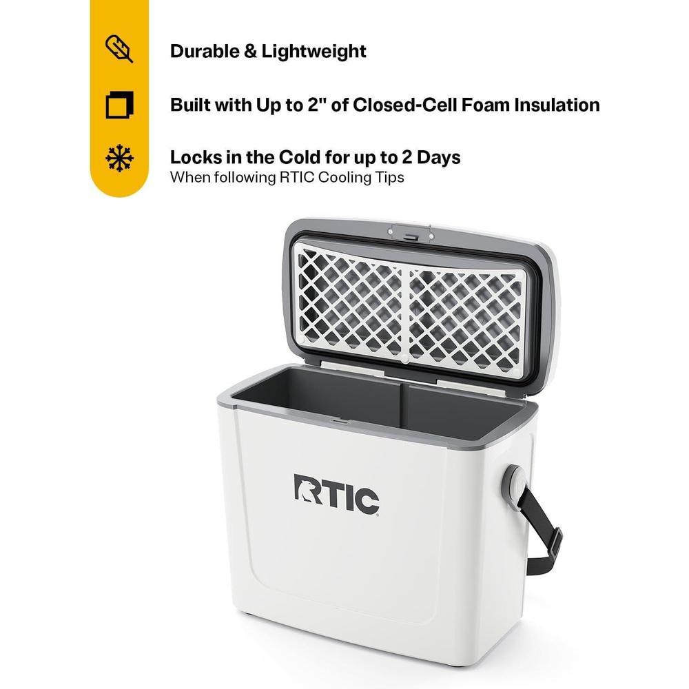 Enfriador de viaje RTIC 16 Qt, portátil rígido con correa y asa para exteriores, playas, picnics y deportes
