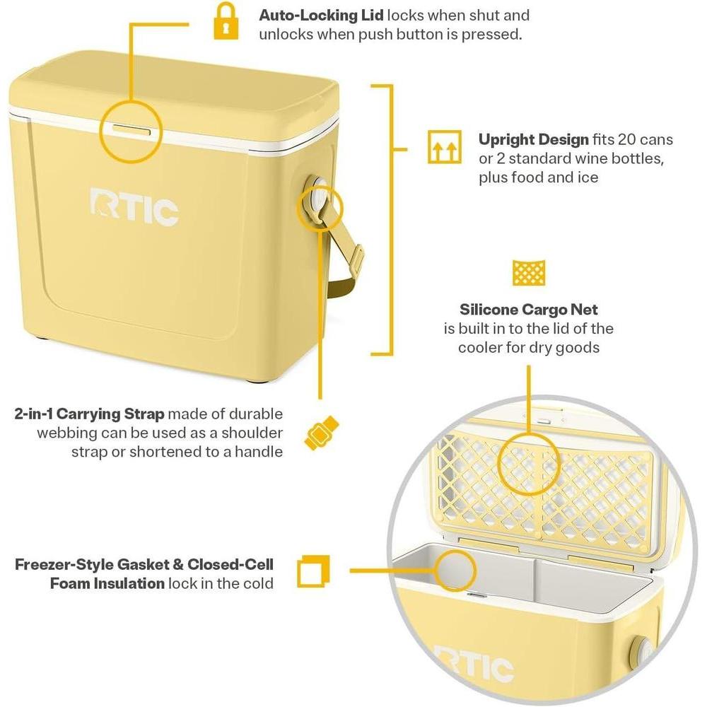 RTIC Enfriador de viaje asfaltico portátil, ideal para exteriores, playa, picnic, campamento y deportes