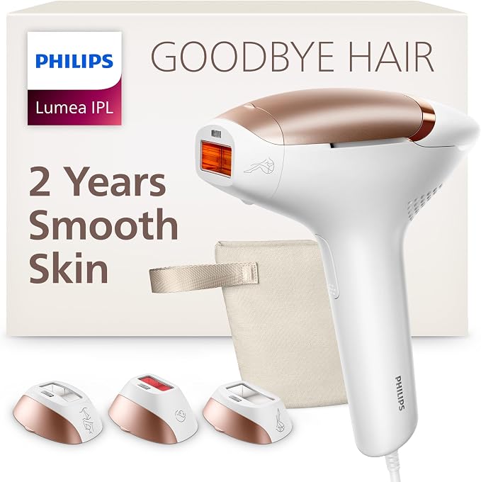 Philips Lumea 8000 Series IPL Hair Removal Device, Permanent Laser Hair Reduction for Women & Men, Easy and Comfortable Use at Home, SenseIQ, 3 Attachments for Body, Face, Intimate, BRI937/03