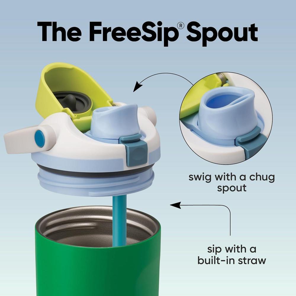Owala FreeSip Sway Botella térmica de acero inoxidable con boquilla dual, pajilla y asa para viajes, deportes y escuela, sin BPA, verde