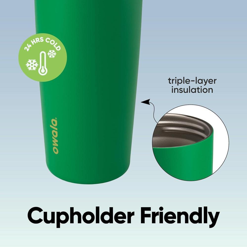 Owala FreeSip Sway Botella térmica de acero inoxidable con boquilla dual, pajilla y asa para viajes, deportes y escuela, sin BPA, verde