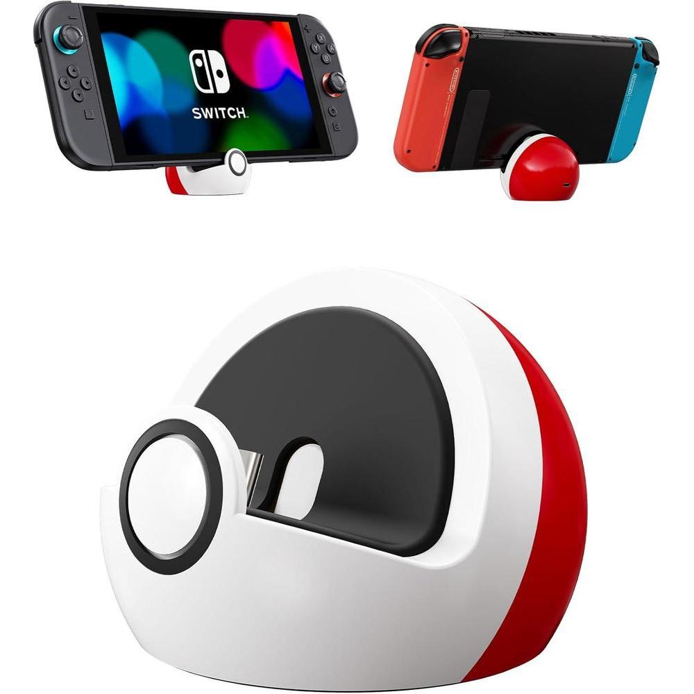 Antank Charging Stand for Switch 2, Switch, Lite & OLED, Small Cute Spherical USB-C Charging Dock Station, Portable Game Accessories & Desk Decor, Gift for Kids & Gamers (No TV Output), Red & White