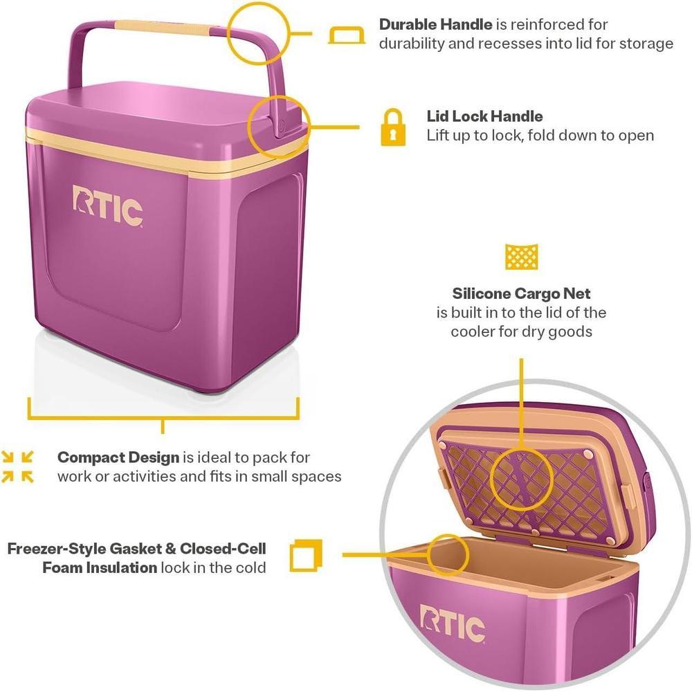 RTIC Hielera personal de viaje compacta y portátil, ideal para alimentos y bebidas en playa, camping, picnic y pesca