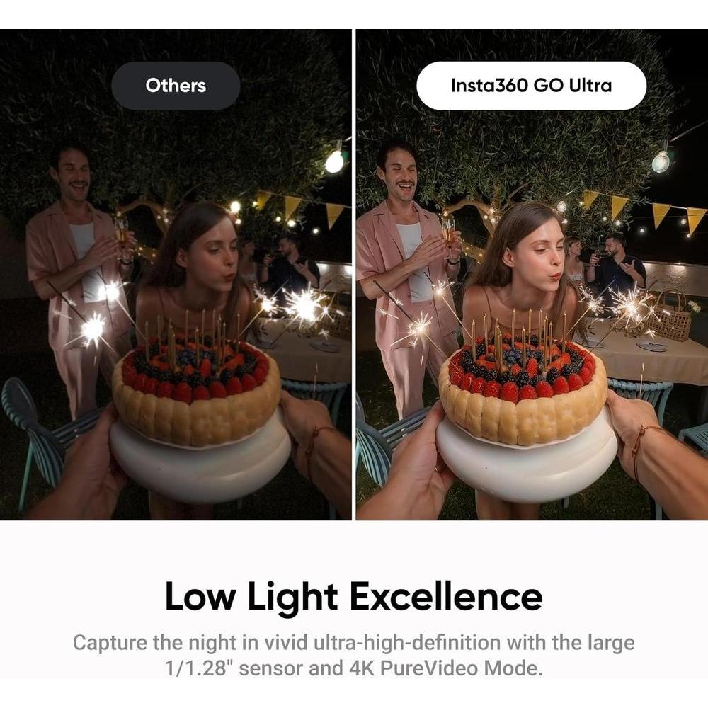 Insta360 GO Ultra - Cámara de Vlogs 4K portátil, manos libres, con sensor avanzado y duración de batería extendida para deporte y aventuras