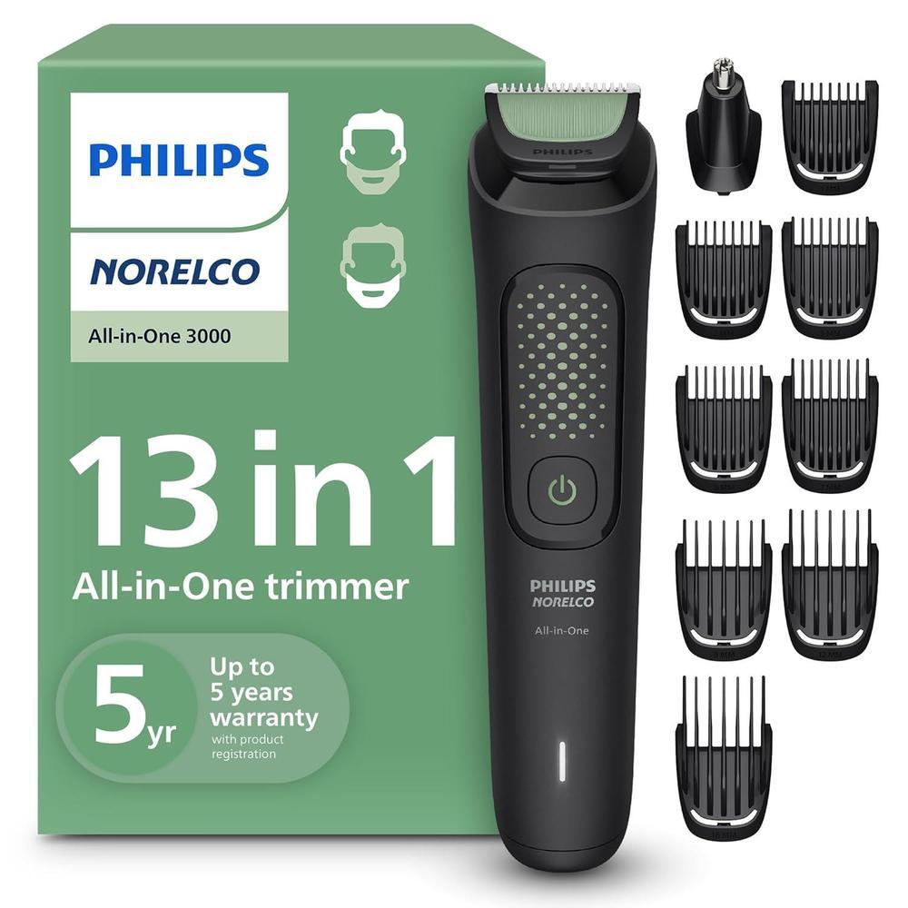 Philips Norelco MG3919/50 - Recortadora de pelo 13 en 1 serie 3000, 9 ajustes de longitud y cuchillas autoafilables para la piel, MG3919/50