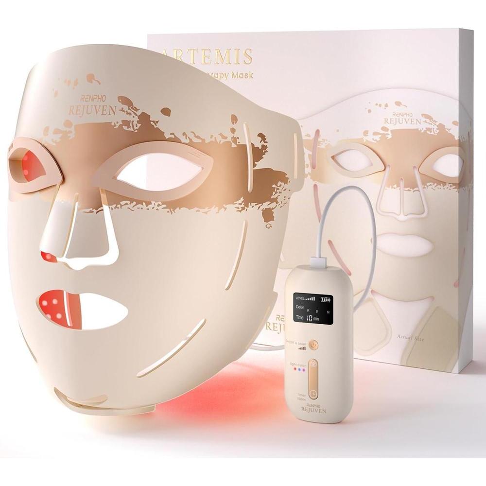 RENPHO Máscara de terapia de luz roja 4D para cara 2026, regalos del día de San Valentín para mujeres, mamá, esposa, 324 LED cobertura facial completa y 3 modos de luz, máscara facial inalámbrica de
