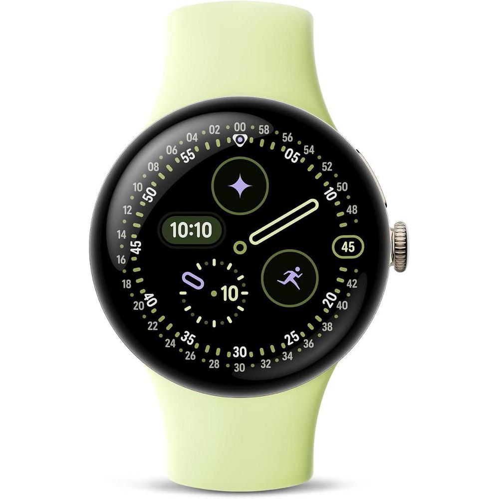 Google Pixel Watch 4 (41mm) - Android Smartwatch with Heart Rate and Sleep Tracking - 30-Hour Battery - Fitness Tracking - Google AI - Champagne Gold Aluminum Case - Lemongrass Active Band - LTE