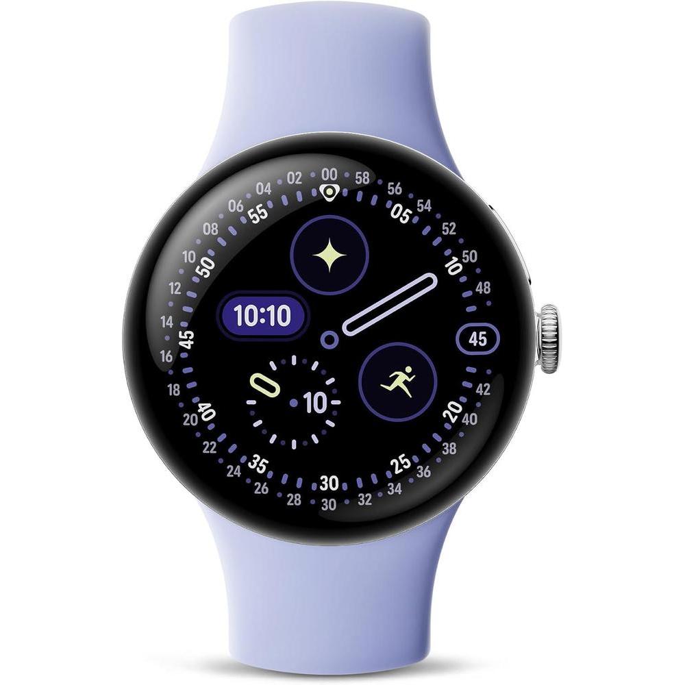 Google Pixel Watch 4 (41mm) - Android Smartwatch with Heart Rate and Sleep Tracking - 30-Hour Battery - Fitness Tracking - Google AI - Polished Silver Aluminum Case - Iris Active Band - Wi-Fi