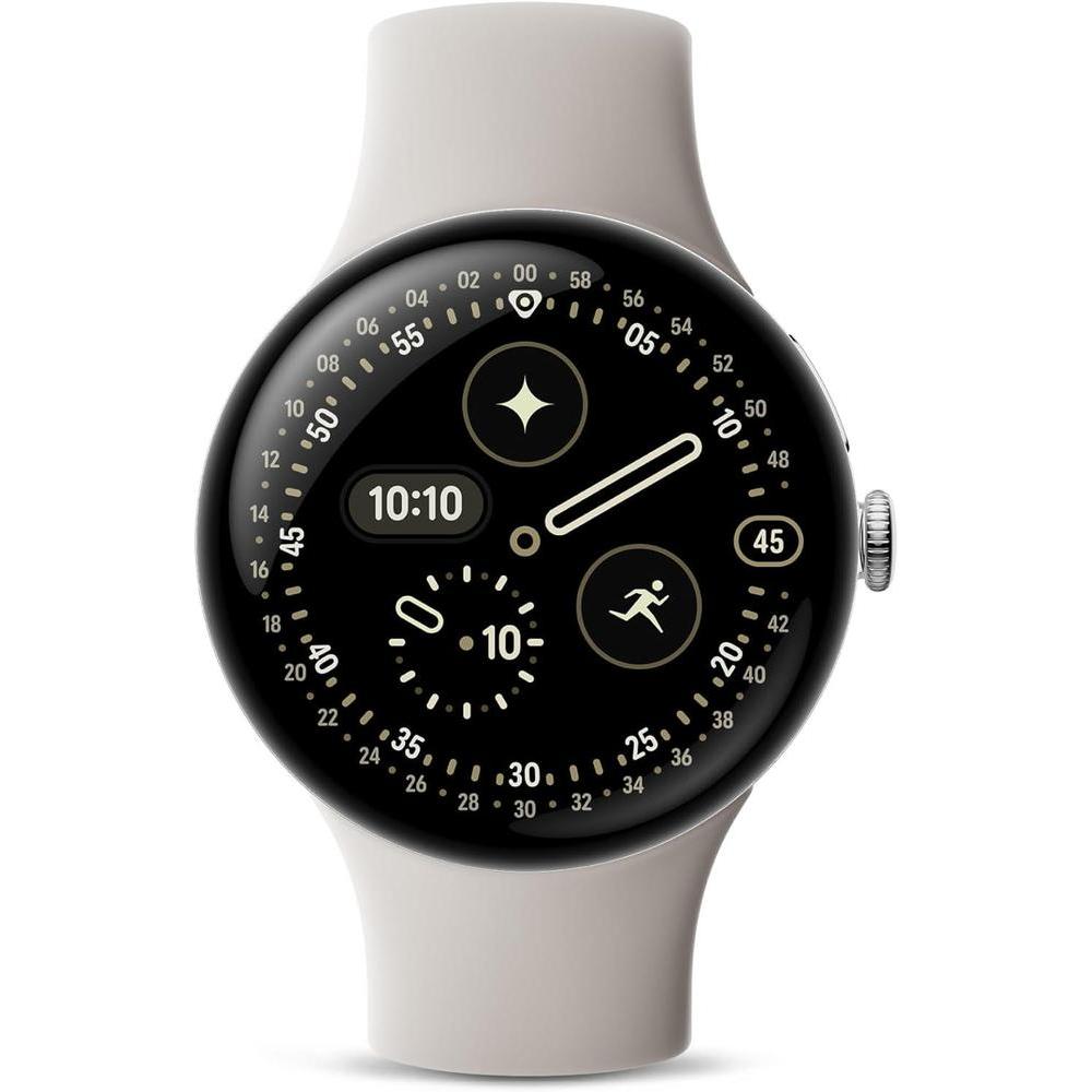 Google Pixel Watch 4 (41mm) - Android Smartwatch with Heart Rate and Sleep Tracking - 30-Hour Battery - Fitness Tracking - Google AI - Polished Silver Aluminum Case - Porcelain Active Band - LTE