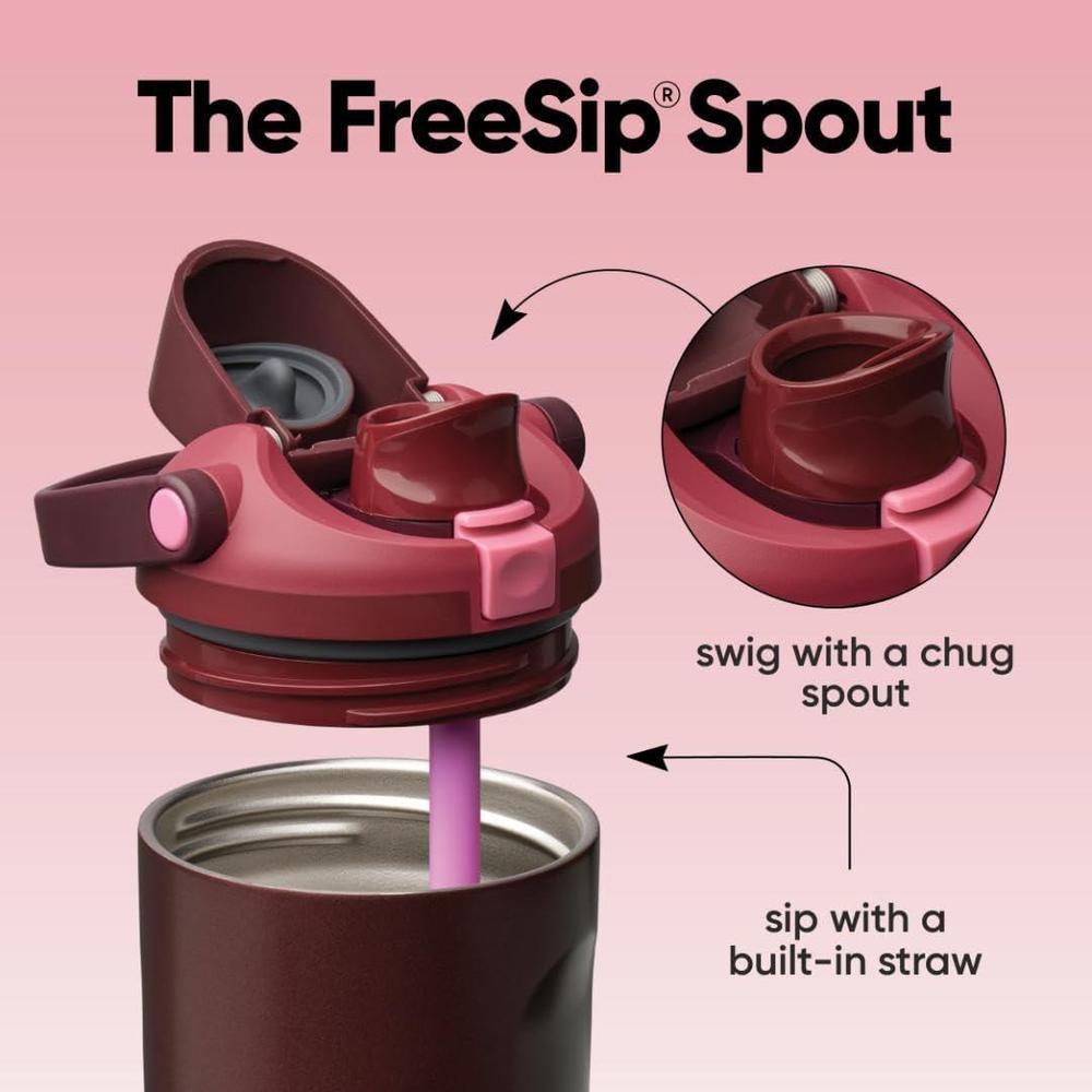 Botella de agua Owala FreeSip de acero inoxidable, con boquilla de dos vías, pajita incorporada y asa de cubo, ideal para deportes