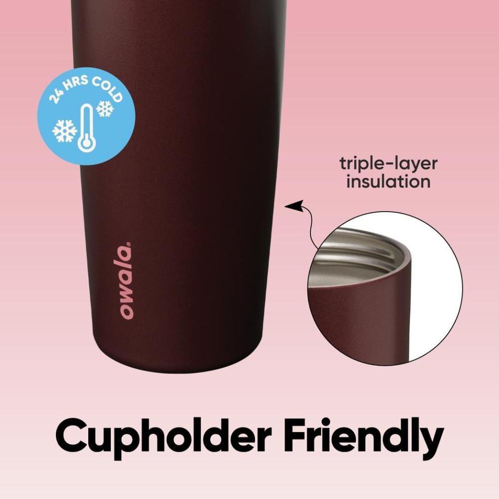 Botella de agua Owala FreeSip de acero inoxidable, con boquilla de dos vías, pajita incorporada y asa de cubo, ideal para deportes