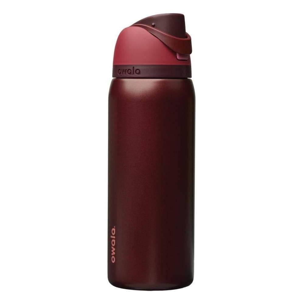Botella de agua Owala FreeSip aislada de acero inoxidable, incluye sorbete, ideal para viajes y deportes, color cereza negra