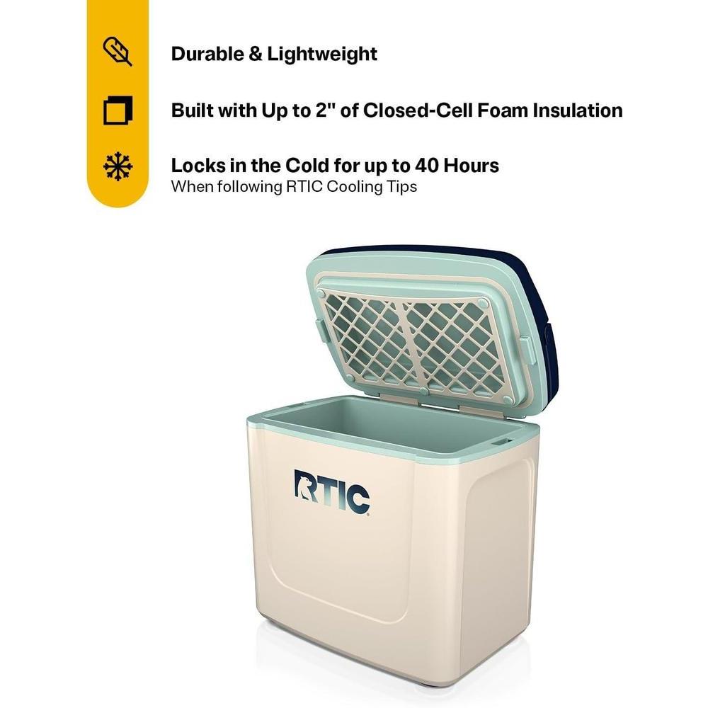 RTIC Hielera personal de viaje, pequeña, compacta, aislada y portátil para alimentos, bebidas, playa y pesca, capacidad de 12 latas