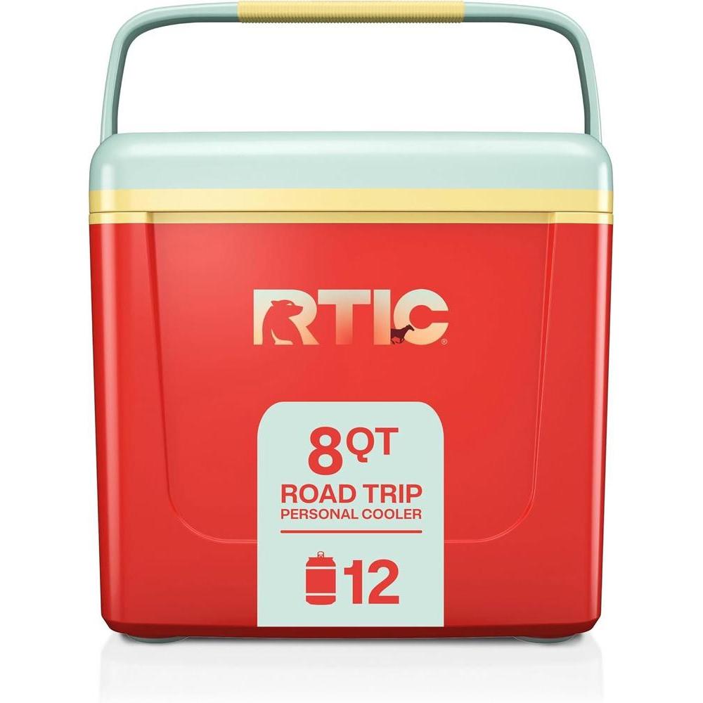 RTIC 8 QT Road Trip Personal Cooler, Small, Compact, Insulated, Portable Ice Chest Box for Food, Drink, Beverage, Beach, Camping, Picnic, Fishing, Boat, 12-Can Capacity